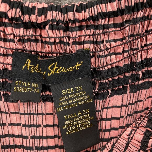Ashley Steward Top Women 3XL Plus Pink Black Off Shoulder Long Sleeve - Picture 7 of 10